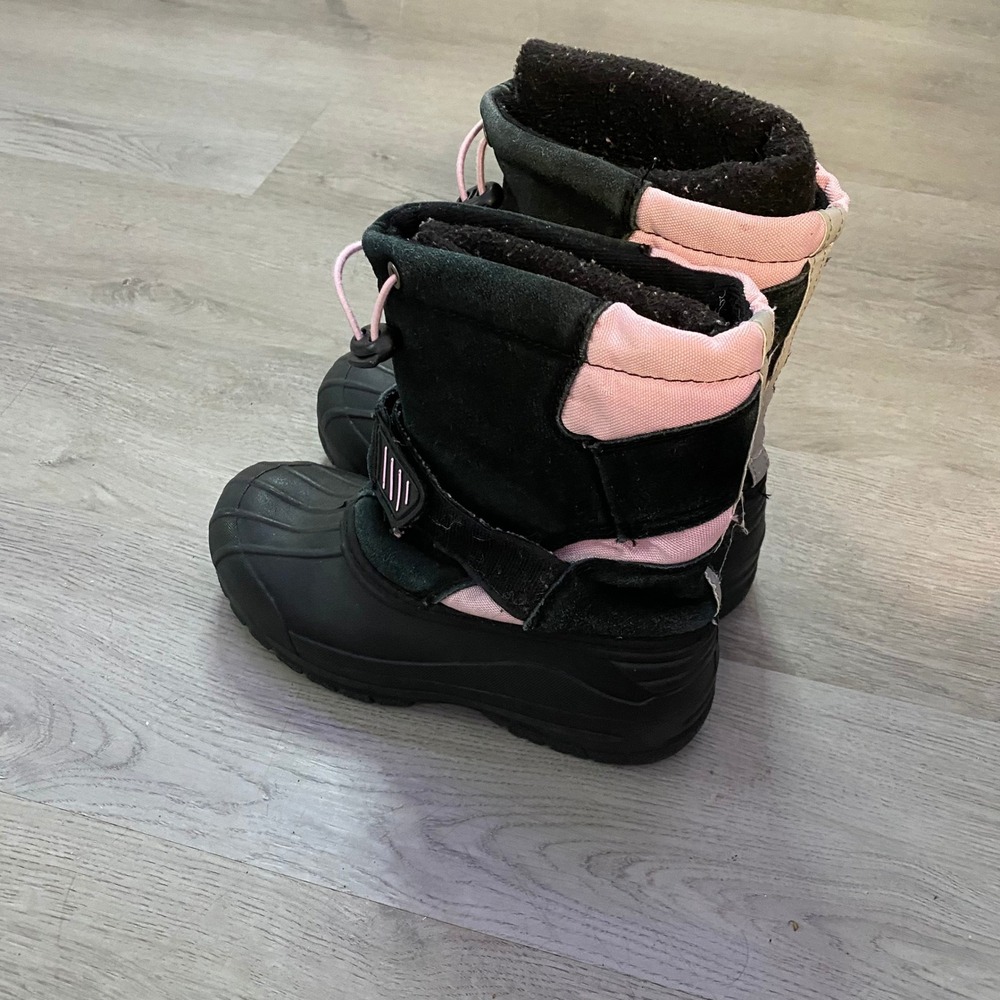 Totes Snow Boots Kids Size 2 Black Pink Insulated Waterproof Duck Boots - Picture 7 of 7